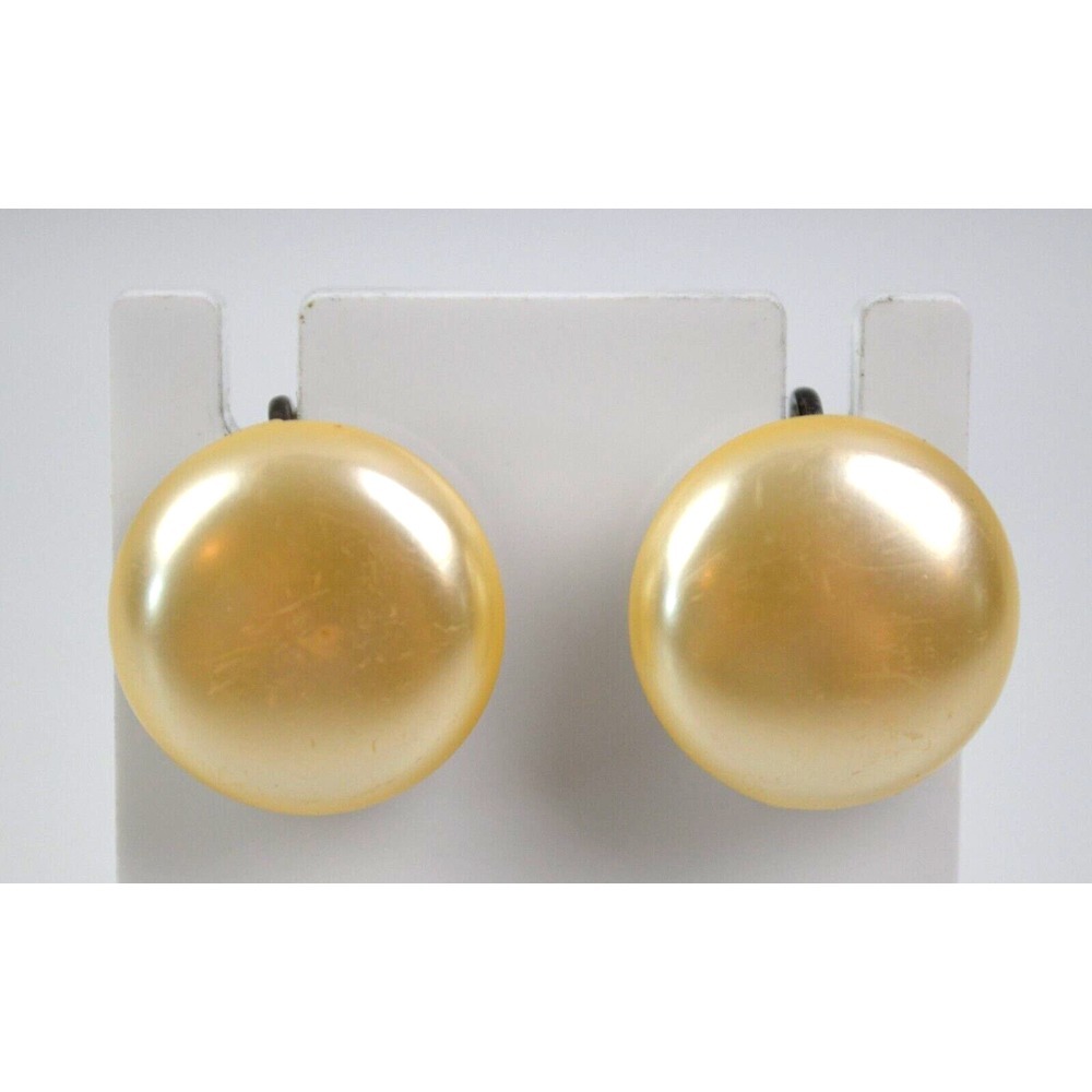 Vintage Sterlingโ Silver Ivory Color Button Twist Back Earrings .75" Across